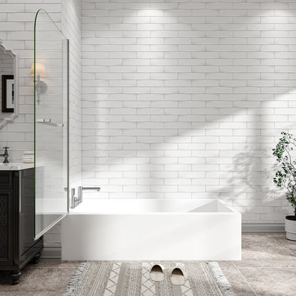 KPUY 32" x 55" Frameless Bathtub Screen | 180° Pivot Shower Door | Reversible