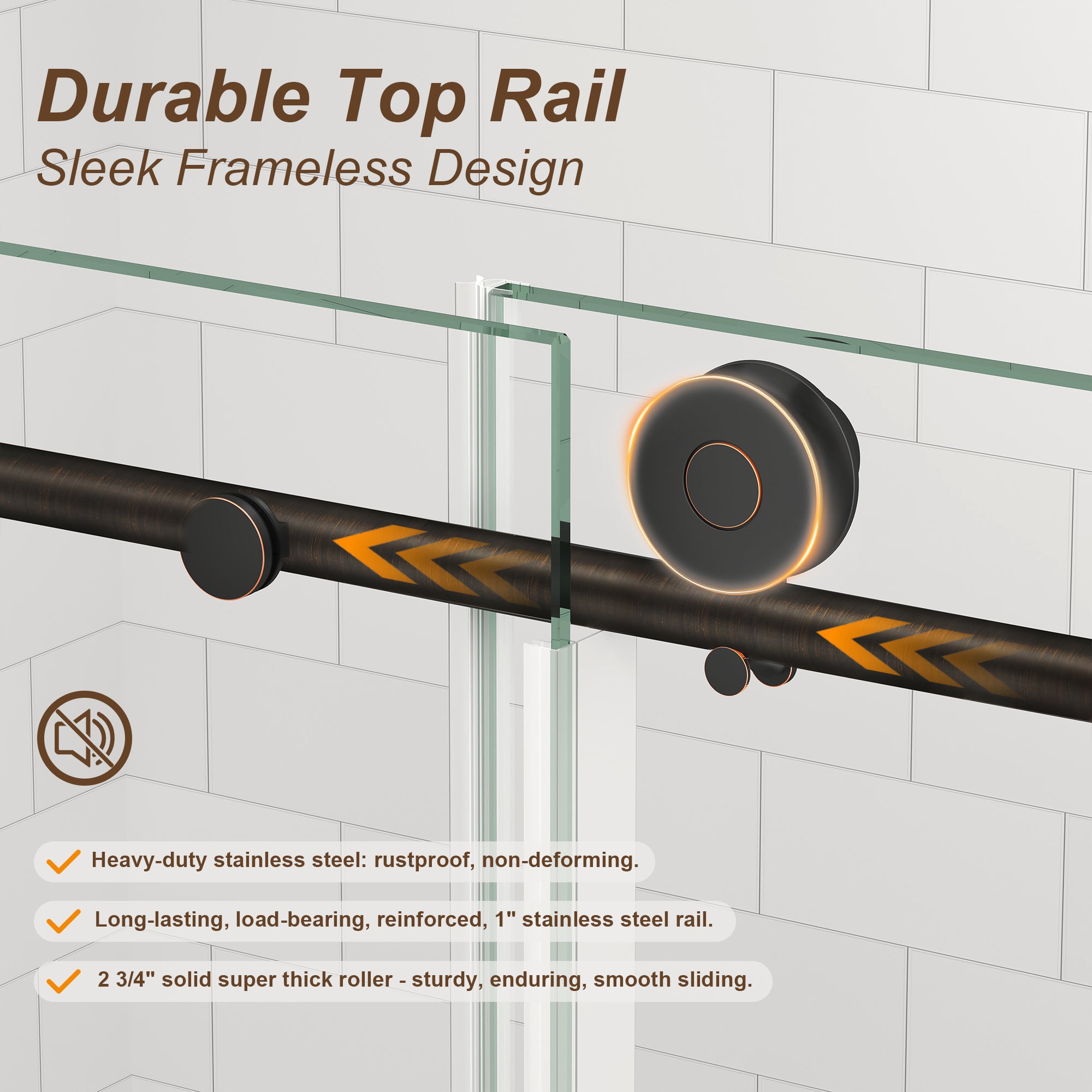 55–60, 61–65 & 67–72 in. W x 76 in. H Frameless Sliding Shower Door, 5/16 in. Clear Glass – Oil Rubbed Bronze