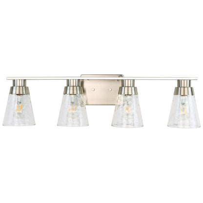 Modern Gold Vanity Lighting Fixture, 4 Light Over Mirror, Wall Lamp with Clear Glass for Bathroom, Hallway, Bedroom with E26 Socket
