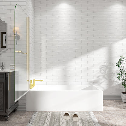 KPUY 32" x 55" Frameless Bathtub Screen | 180° Pivot Shower Door | Reversible