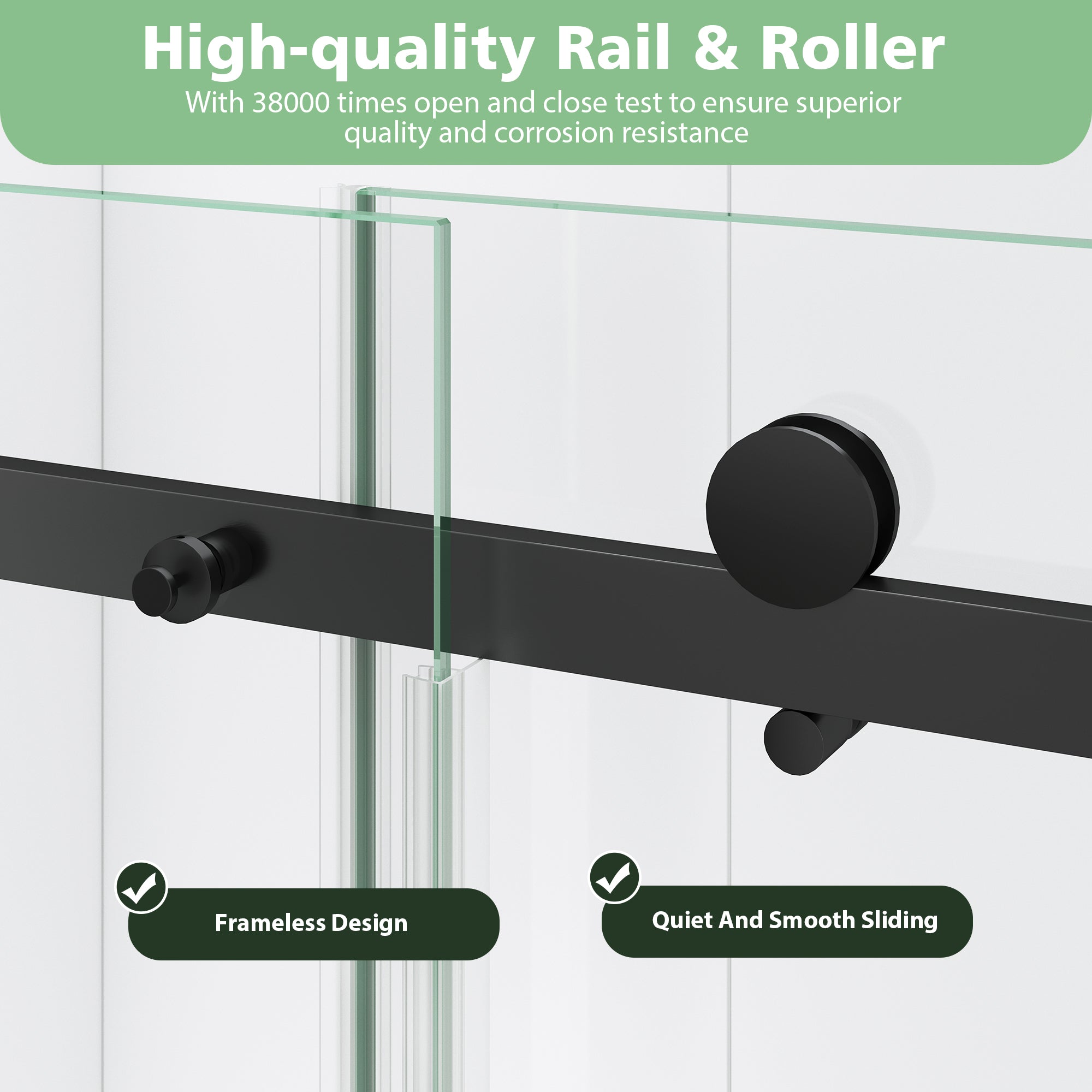 Matte Black Frameless Sliding Bathtub Door, 55-60 in. W x 60 in. H, Model S9711D