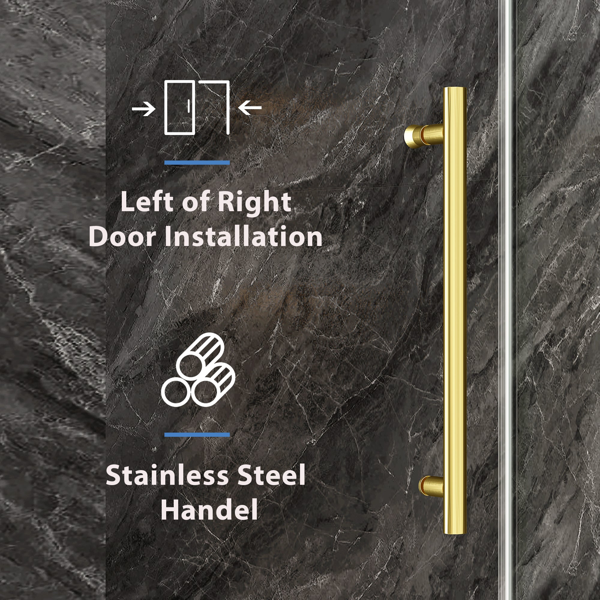KPUY Frameless Stainless Steel Sliding Bathtub Door, 1/4" Tempered Glass, Brushed Gold – 49–54" & 55–60" W x 60" H
