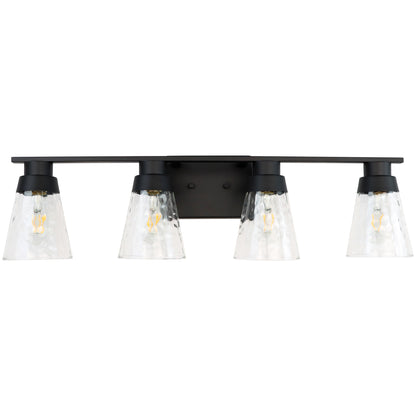 Modern Gold Vanity Lighting Fixture, 4 Light Over Mirror, Wall Lamp with Clear Glass for Bathroom, Hallway, Bedroom with E26 Socket