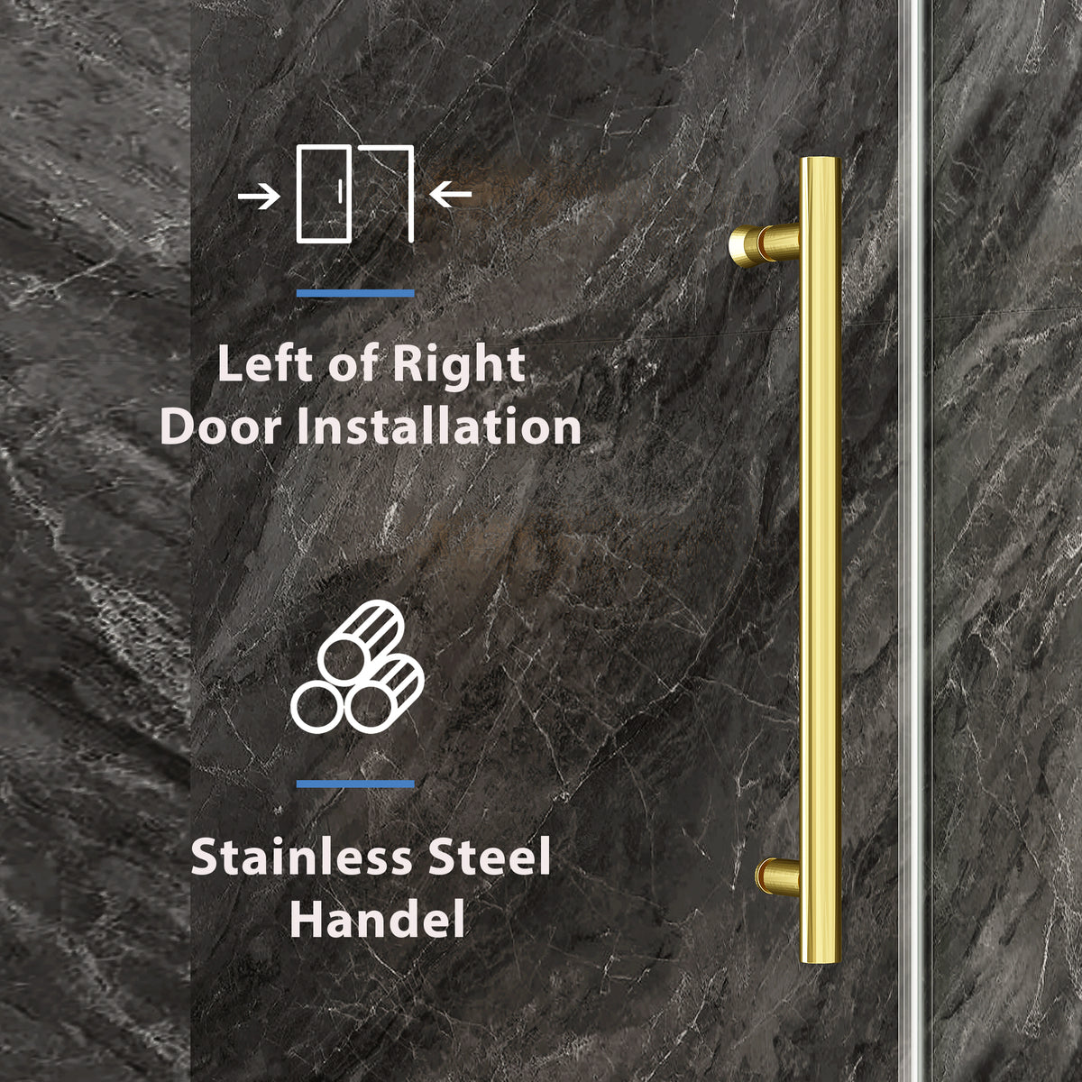 KPUY Frameless Sliding Shower Door, 1/4" Tempered Glass, Brushed Gold – 76" H