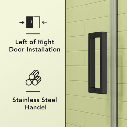 Frameless Shower Door, 50-54" W x 76" H Sliding Glass Shower Door with 1/4" (6mm) Clear Tempered Glass, Reversible Installation, Matte Black