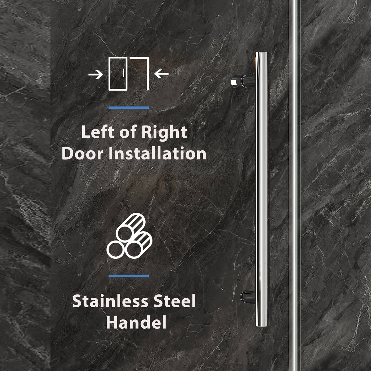 KPUY Frameless Sliding Shower Door, 1/4" Tempered Glass, Chrome – 76" H