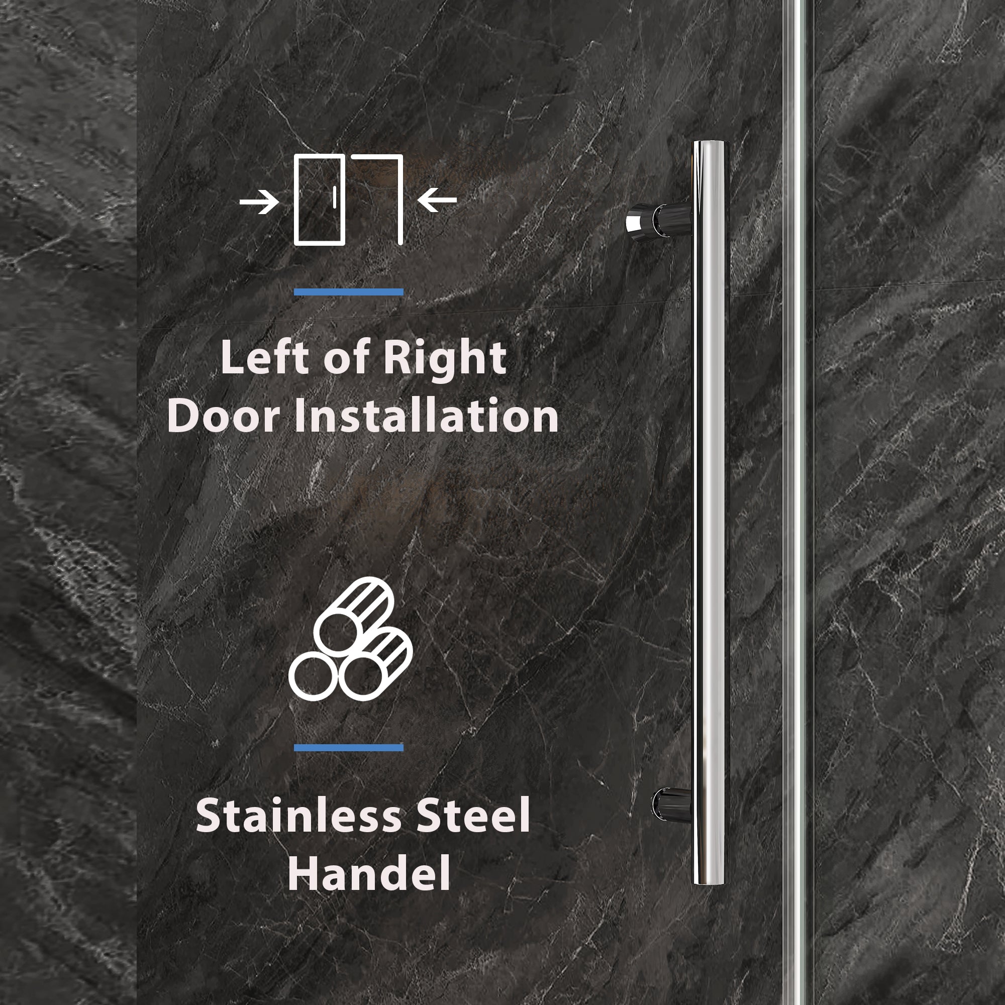 KPUY Frameless Sliding Shower Door, 1/4" Tempered Glass, Chrome – 76" H