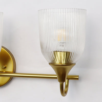 Bathroom Vanity Light Fixture, 3 Light Modern Gold Vanity Lighting fixtures, Bathroom Lighting Fixtures Over Mirror, Bathroom Wall Lamp with Clear Glass for Bathroom, Hallway, Bedroom with E26 Socket