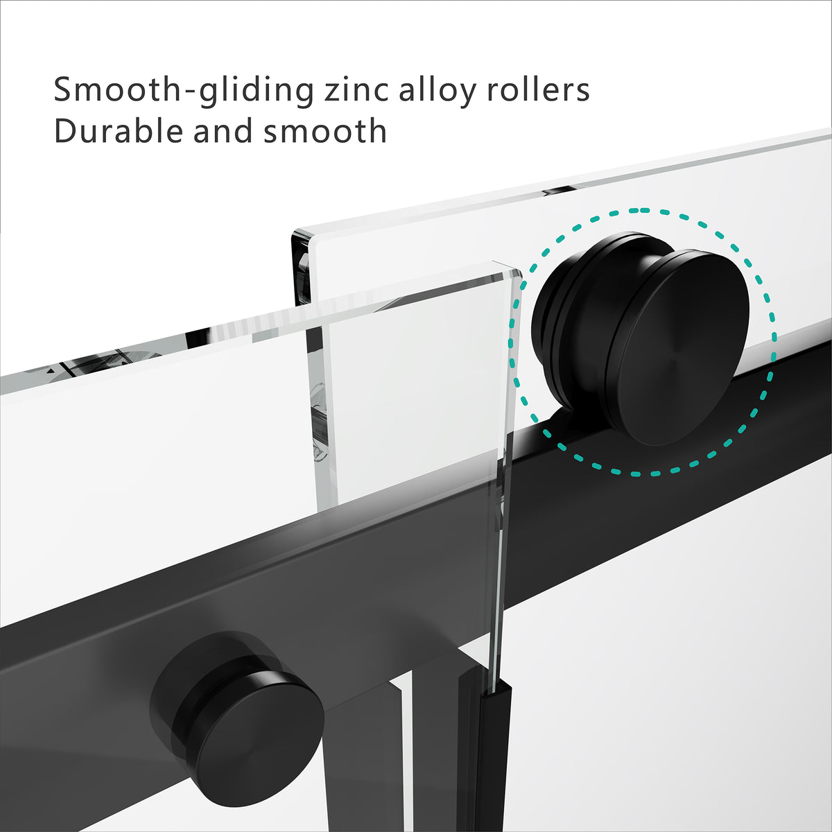 S-RM6076TB 56-60"W x 76"H Sliding Shower Door, 8mm Frameless Glass Shower Door with Matte Black Hardware, Towel Bar and Handle