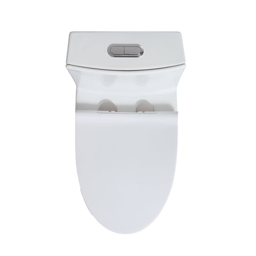 Small Compact One Piece Toilet - Modern White Dual Flush Commode-KPUY