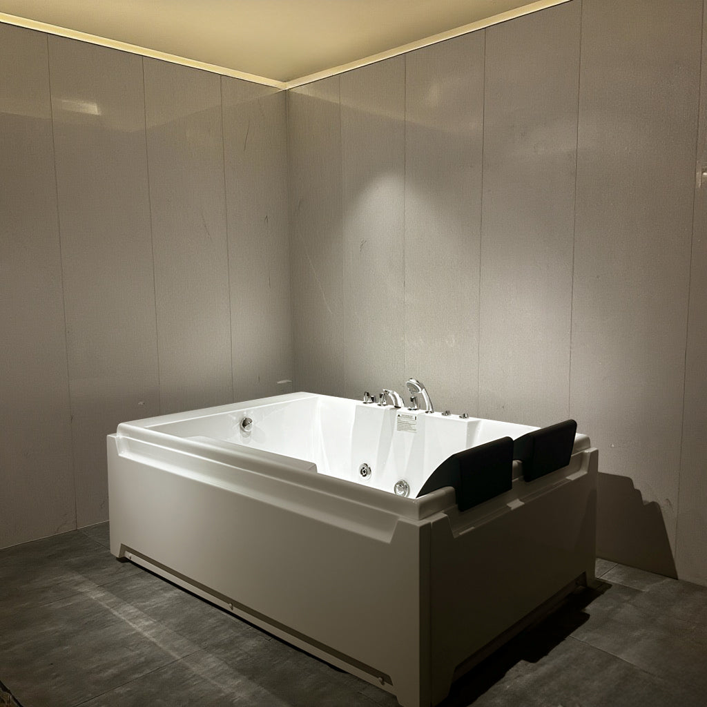 KPUY 73 Inch 2-Person Whirlpool Jetted Bathtub | Hydro Massage & LED Lights | Left Drain