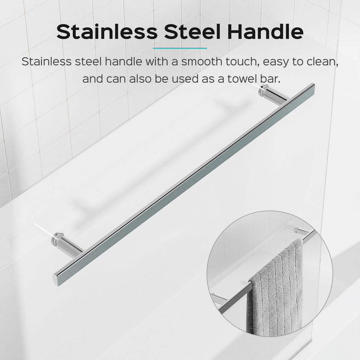31 in. W * 55 in. H Frameless Shower Doors for Bathtub, 1/4" (6mm) Thick SGCC Tempered Glass Door, Pivot Shower Door Panel for Bathroom, Chrome