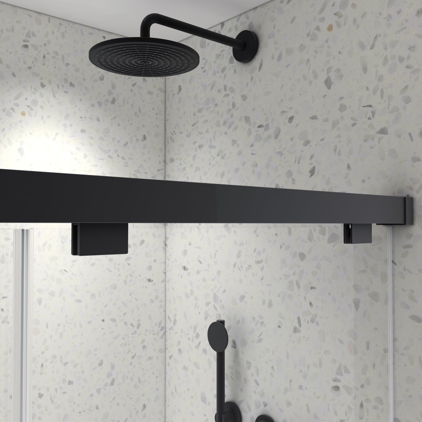 KPUY 76" H Frameless Double Sliding Shower Door | Soft Close | Matte Black (49"-60")