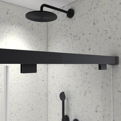 KPUY 76" H Frameless Double Sliding Shower Door | Soft Close | Matte Black (49"-60")