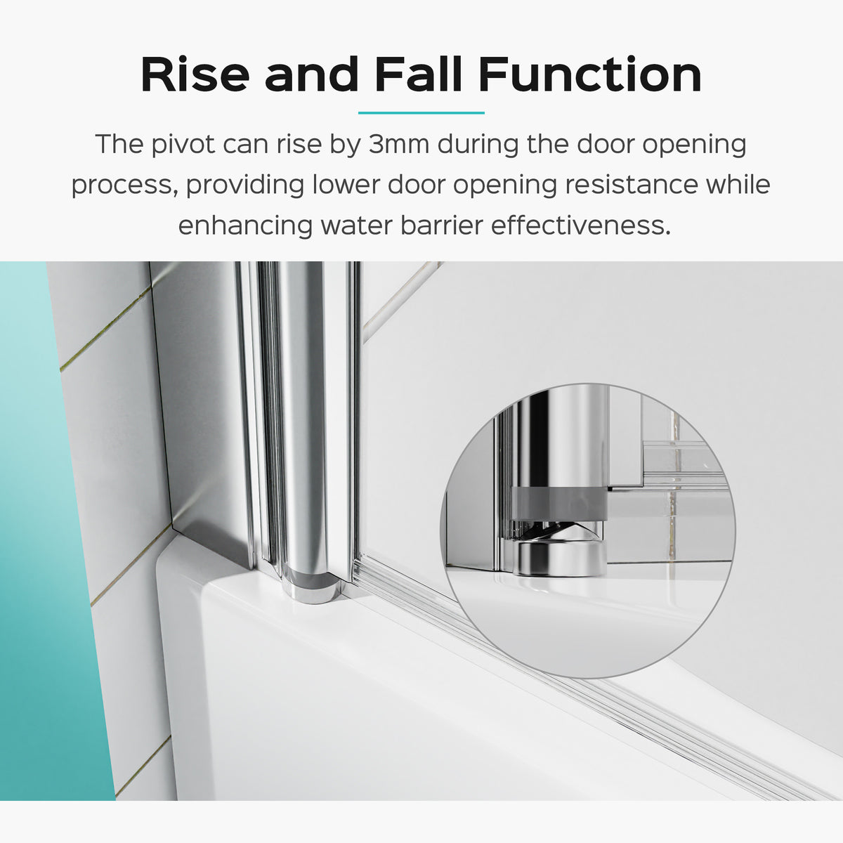 31 in. W * 55 in. H Frameless Shower Doors for Bathtub, 1/4" (6mm) Thick SGCC Tempered Glass Door, Pivot Shower Door Panel for Bathroom, Chrome