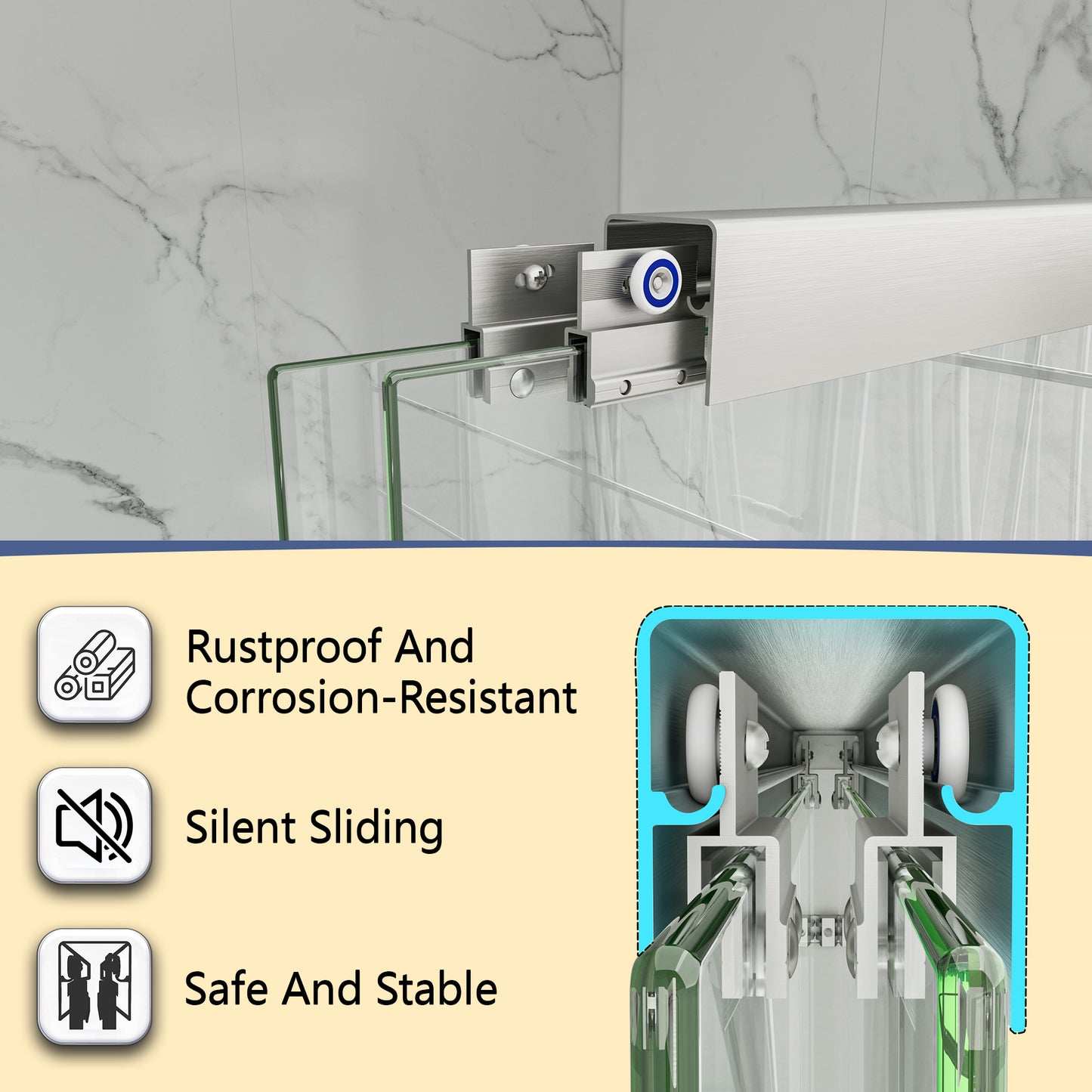 KPUY 55"-60" W Double Bypass Sliding Shower & Bathtub Door | 3 Finishes