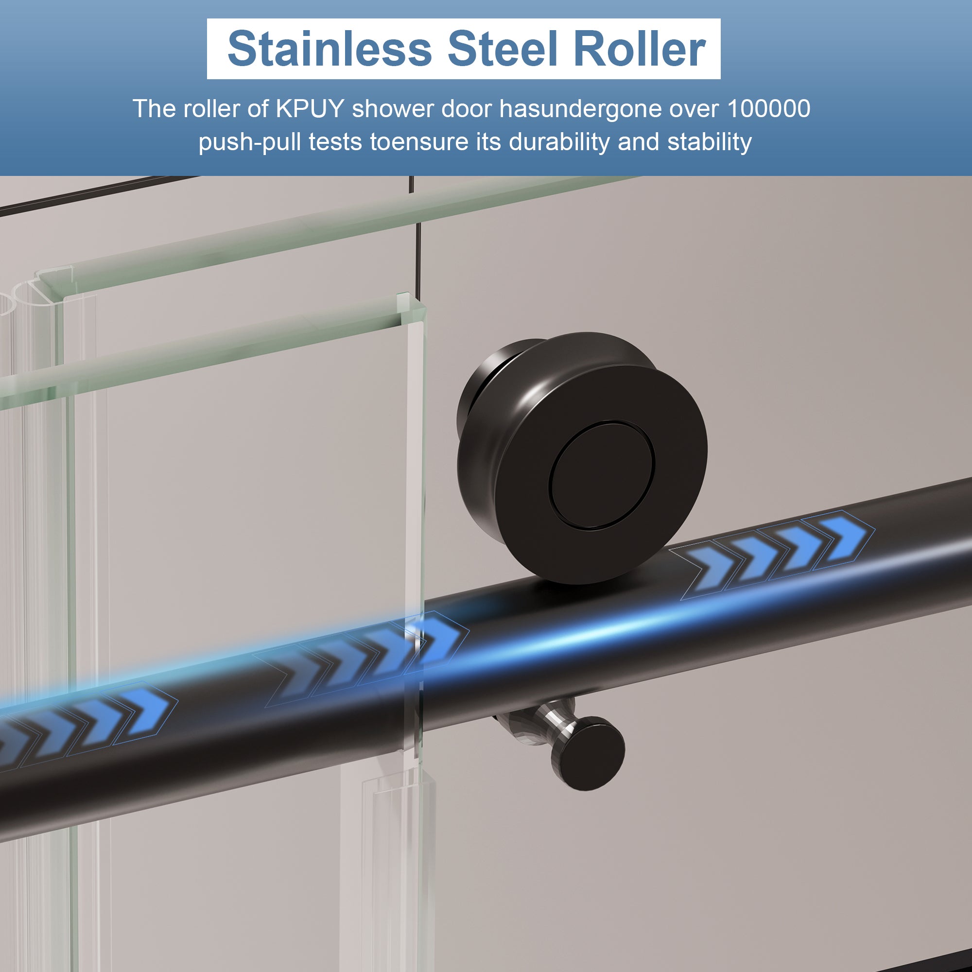 Frameless Stainless Steel Sliding Bathtub Door Series - 60" H Quiet Glide (Multi-Size & Quad-Color)