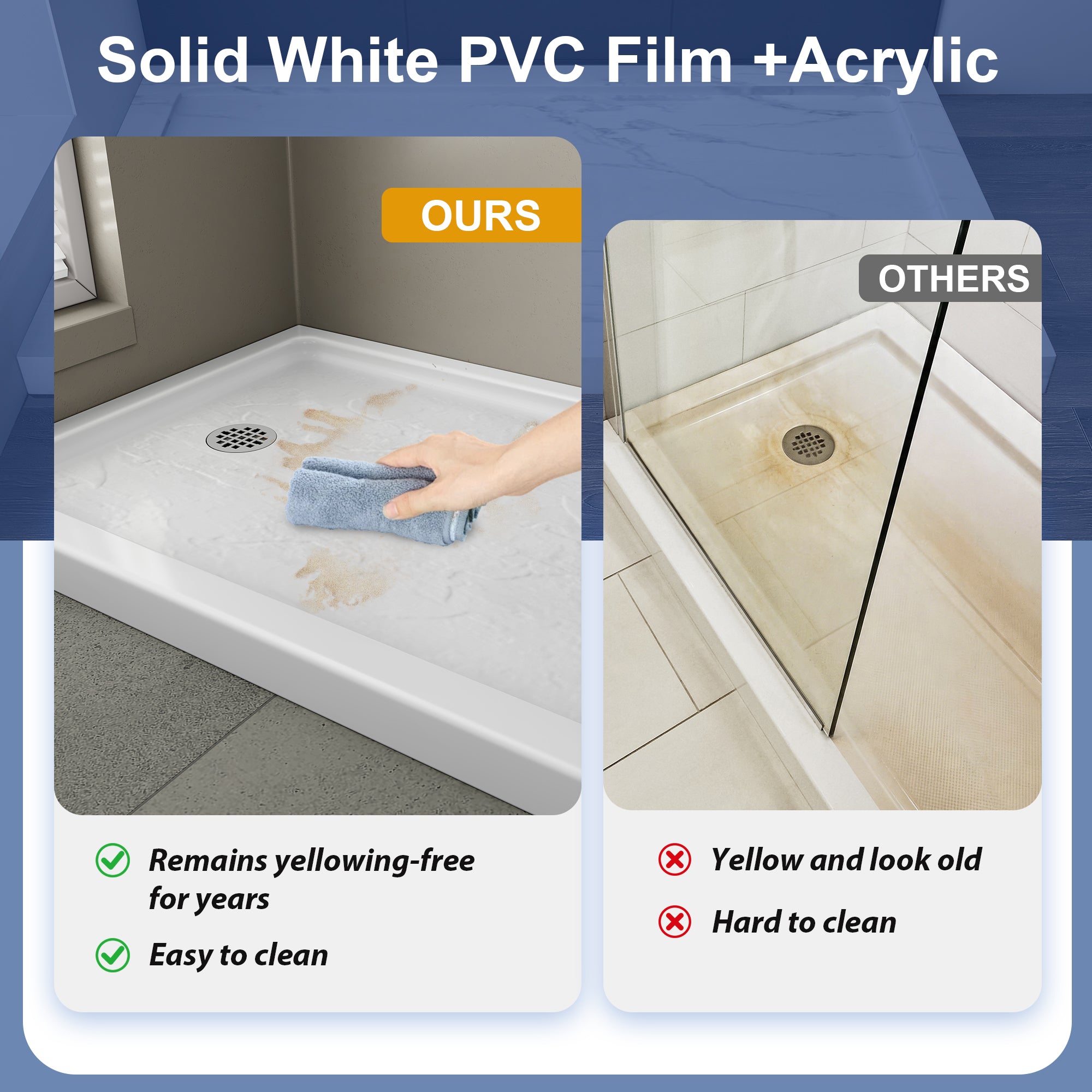 White Rectangular Shower Base Series – 10 Sizes