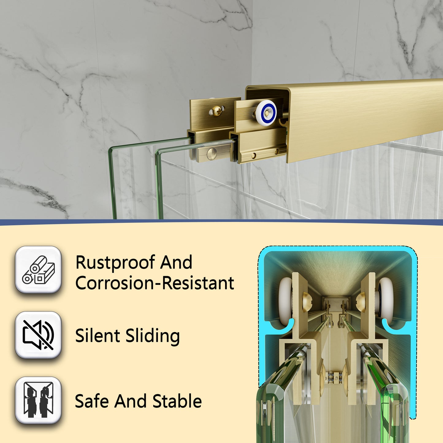 KPUY 55"-60" W Double Bypass Sliding Shower & Bathtub Door | 3 Finishes