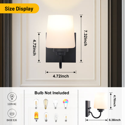 Bathroom Vanity Light Fixture, 1 Light Modern Gold Vanity Lighting Fixture, Lighting Fixture Over Mirror, Wall Sconce with Frosted Glass for Hallway, Bedroom with E26 Socket