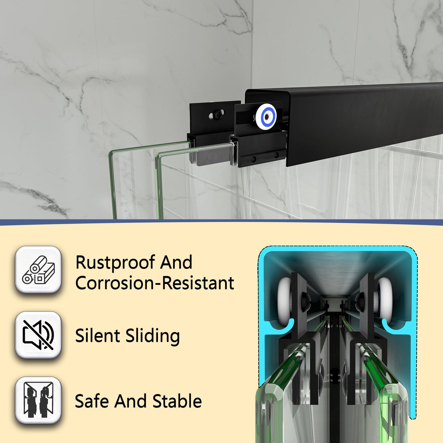 KPUY 55"-60" W Double Bypass Sliding Shower & Bathtub Door | 3 Finishes