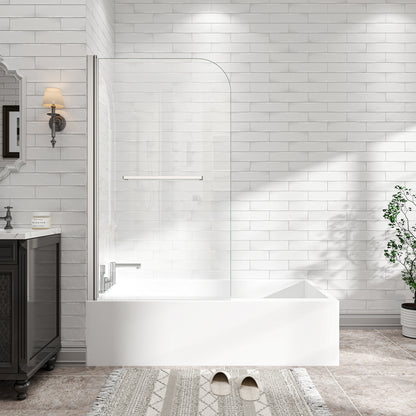 KPUY 32" x 55" Frameless Bathtub Screen | 180° Pivot Shower Door | Reversible