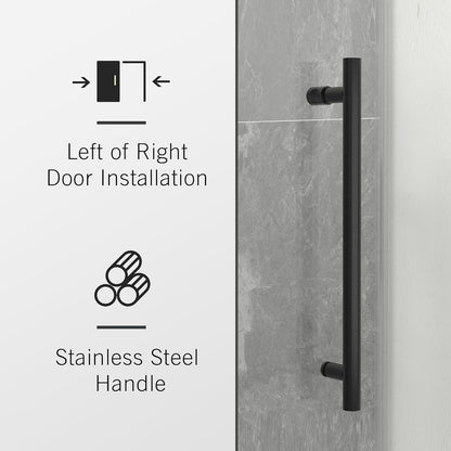 Frameless Shower Door, 50"-54" W x 76" H Sliding Glass Shower Door with 1/4" (6mm) Clear SGCC Tempered Glass, Silent Soft-Close Design, Stainless Steel Frame, Matte Black