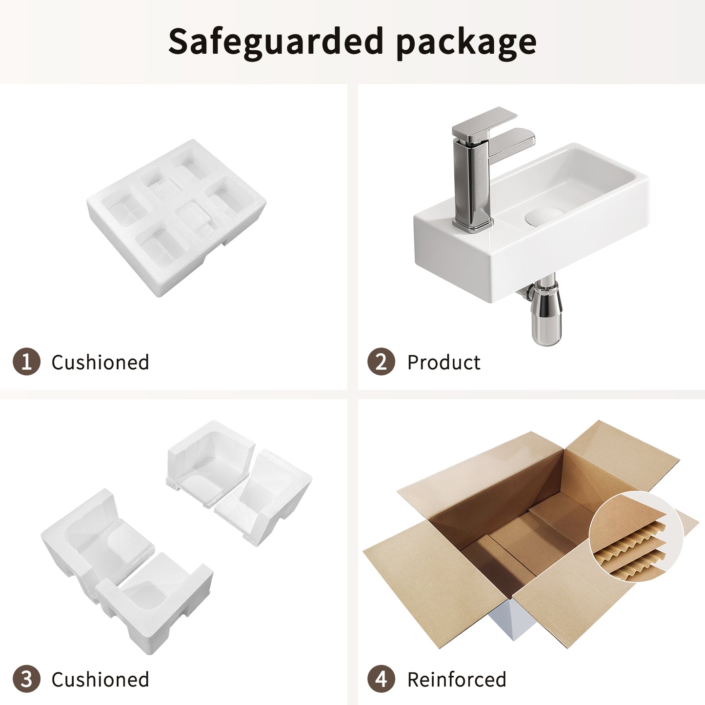 KPUY 14.5" Wall-Mounted Small Bathroom Sink Set | Porcelain Basin + Faucet & Drain | Space-Saving Design