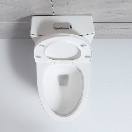 Small Compact One Piece Toilet - Modern White Dual Flush Commode-KPUY
