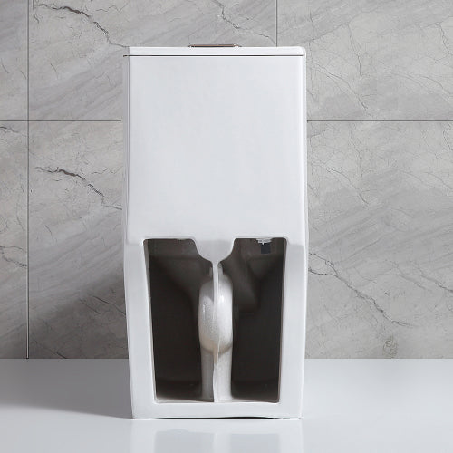 Small Compact One Piece Toilet - Modern White Dual Flush Commode-KPUY