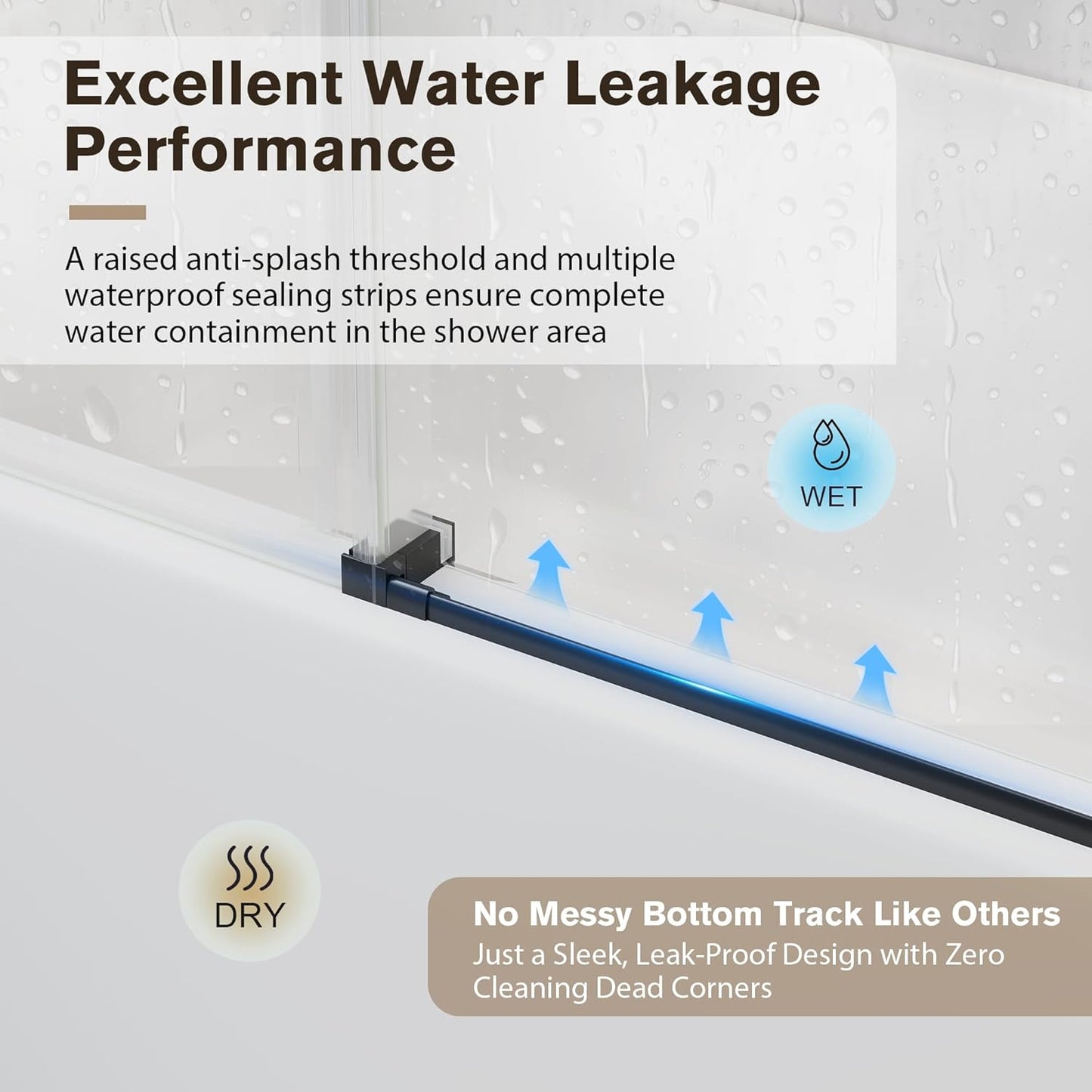 KPUY 55-60" x 60" Frameless Sliding Tub Door | 1/4" SGCC Glass & Stainless Steel