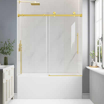 DreamLine Essence Matte Black 56-in To 60-in W X 60-in H Frameless Bypass Sliding Bathtub Door