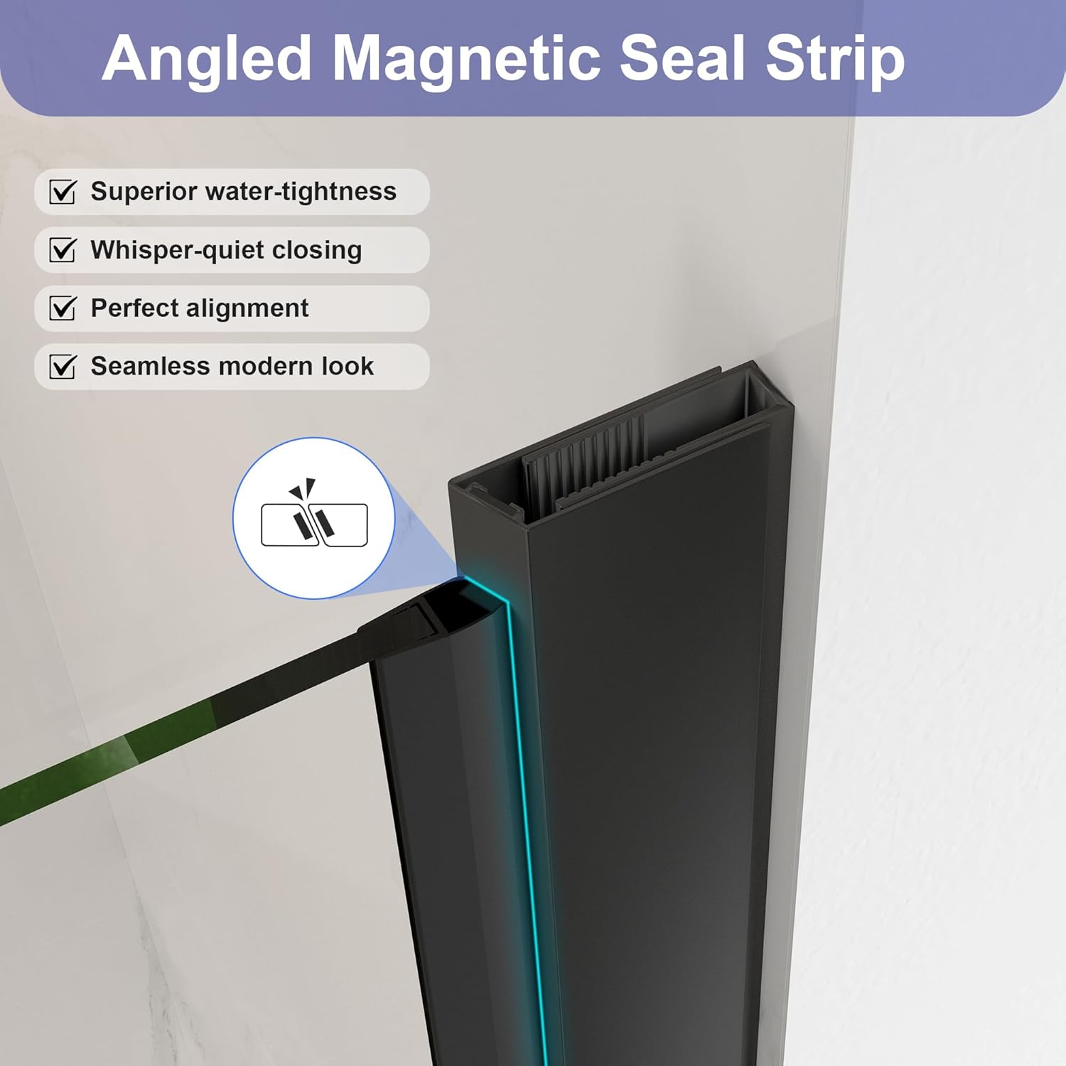 KPUY 72" H Frameless Pivot Shower Door | Swing Design | Adjustable Width (24" - 38")