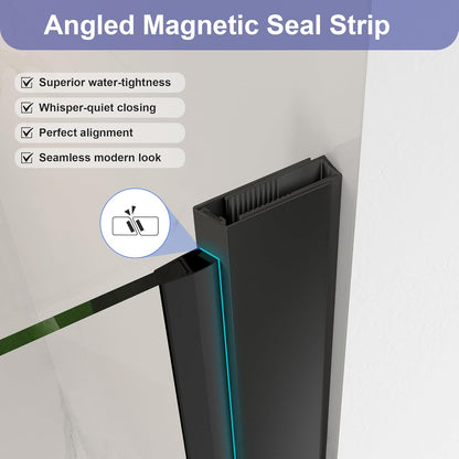 KPUY 72" H Frameless Pivot Shower Door | Swing Design | Adjustable Width (24" - 38")