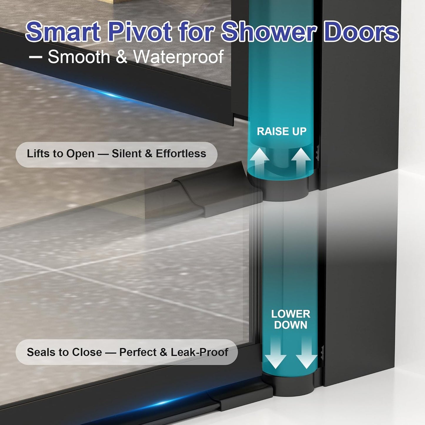 KPUY 72" H Frameless Pivot Shower Door | Swing Design | Adjustable Width (24" - 38")