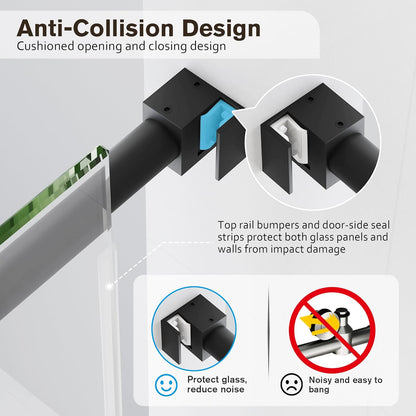 KPUY 55-60" x 60" Frameless Sliding Tub Door | 1/4" SGCC Glass & Stainless Steel