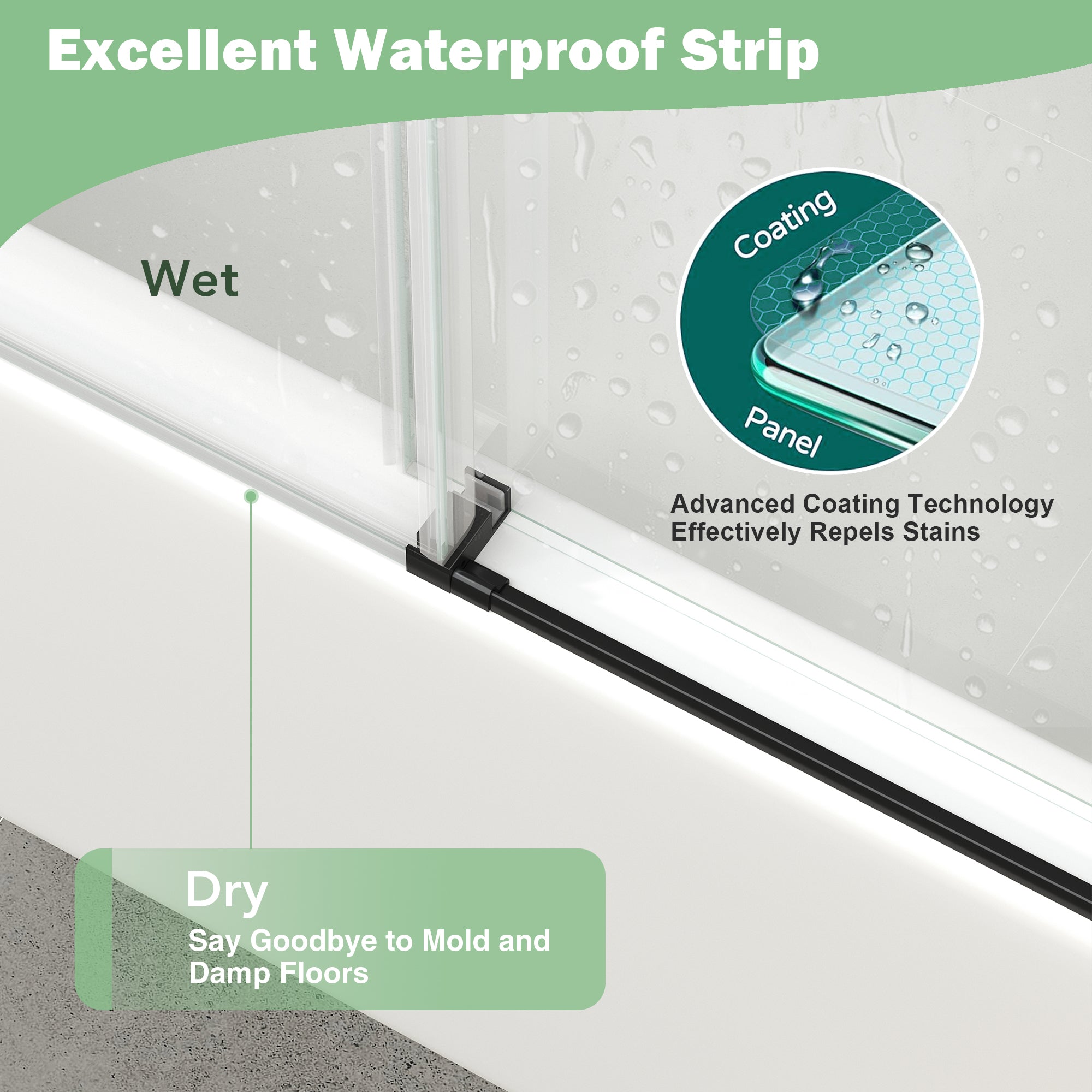 Matte Black Frameless Sliding Bathtub Door, 55-60 in. W x 60 in. H, Model S9711D