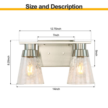 Modern Gold Vanity Lighting Fixture, 2 Lights Above Mirror, Frosted Glass Wall Sconce for Bathroom, Hallway, Bedroom with E26 Socket