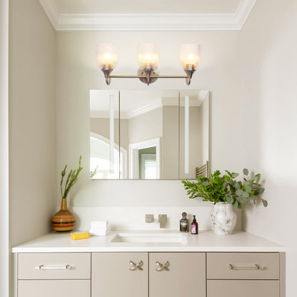 Bathroom Vanity Light Fixture, 3 Light Modern Gold Vanity Lighting fixtures, Bathroom Lighting Fixtures Over Mirror, Bathroom Wall Lamp with Clear Glass for Bathroom, Hallway, Bedroom with E26 Socket
