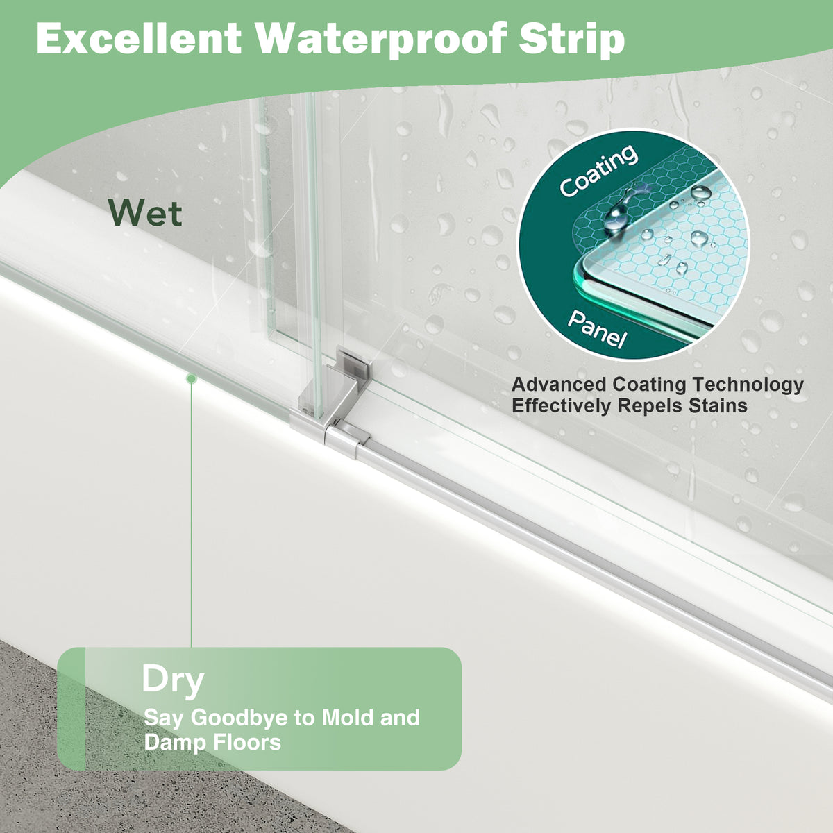 KPUY Frameless Sliding Bathtub Door, 60" H, 1/4" Tempered Glass, Brushed Nickel