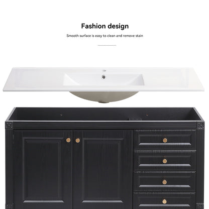 48'' Bathroom Vanity with Top Sink, Bathroom Storage Cabinet with 2 Soft Closing Doors and 3 Drawers, Single Sink Bathroom Vanity. black