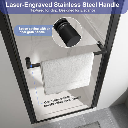 KPUY 72" H Frameless Pivot Shower Door | Swing Design | Adjustable Width (24" - 38")