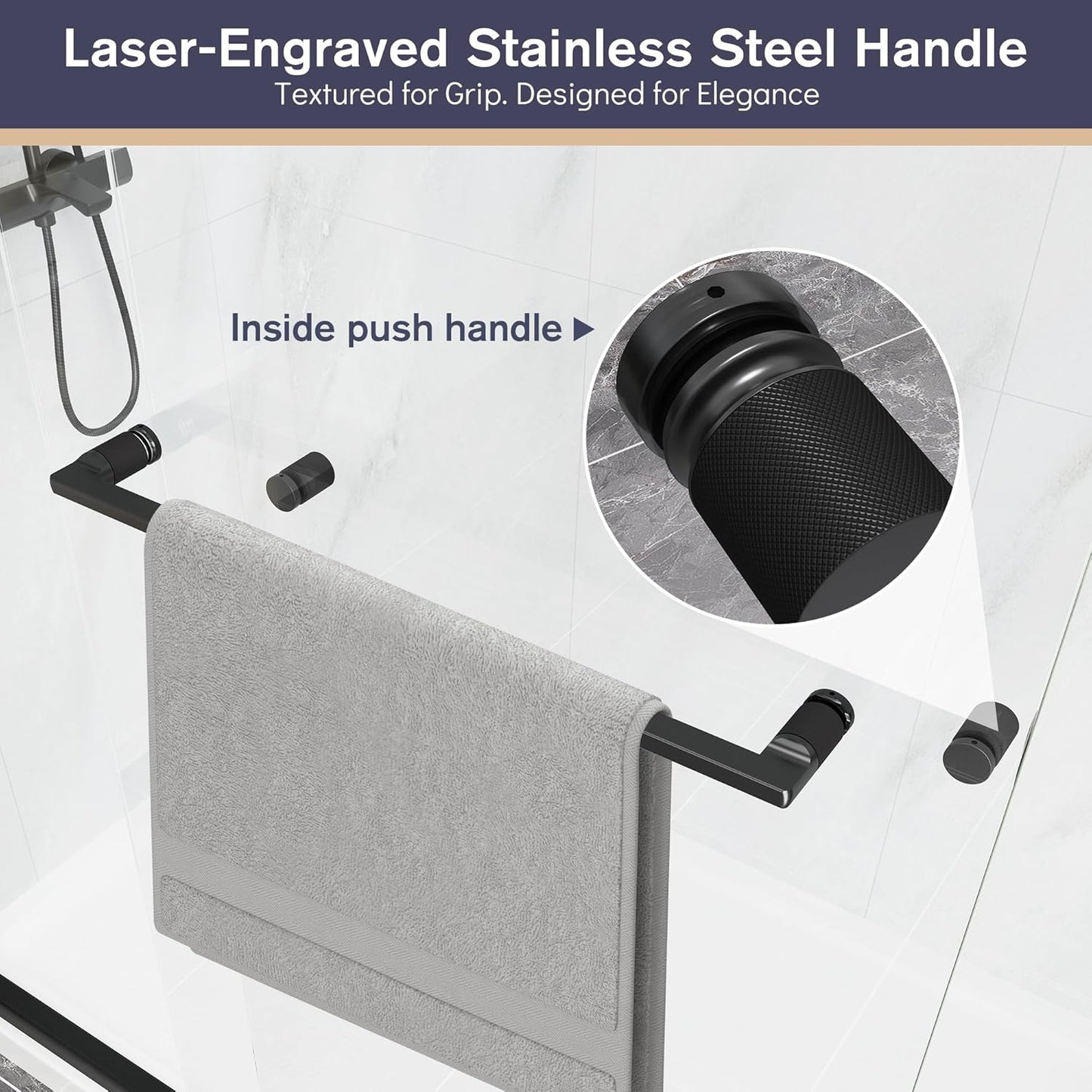 KPUY 70" H Framed Double Sliding Shower Door | Adjustable Width (43" - 60") | Bypass Design