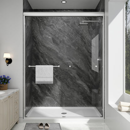 KPUY 70" H Framed Double Sliding Shower Door | Adjustable Width (43" - 60") | Bypass Design