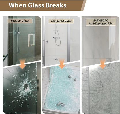 KPUY 55-60" x 60" Frameless Sliding Tub Door | 1/4" SGCC Glass & Stainless Steel