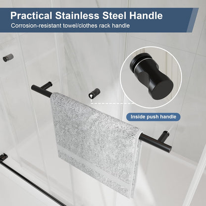 KPUY 76" Frameless Double Sliding Shower Door | Bypass Design | Adjustable Width (43"-60")