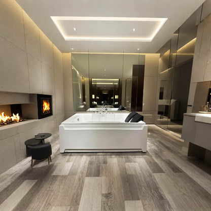 KPUY 73 Inch 2-Person Whirlpool Jetted Bathtub | Hydro Massage & LED Lights | Left Drain