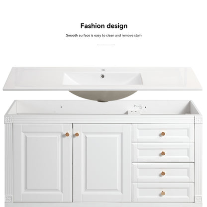 48'' Bathroom Vanity with Top Sink, Bathroom Storage Cabinet with 2 Soft Closing Doors and 3 Drawers, Single Sink Bathroom Vanity. White