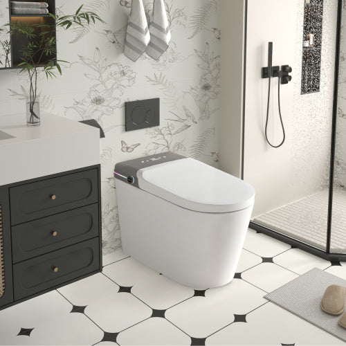Tankless Smart Bidet Toilet with Remote - LED Display & Aromatherapy System-KPUY