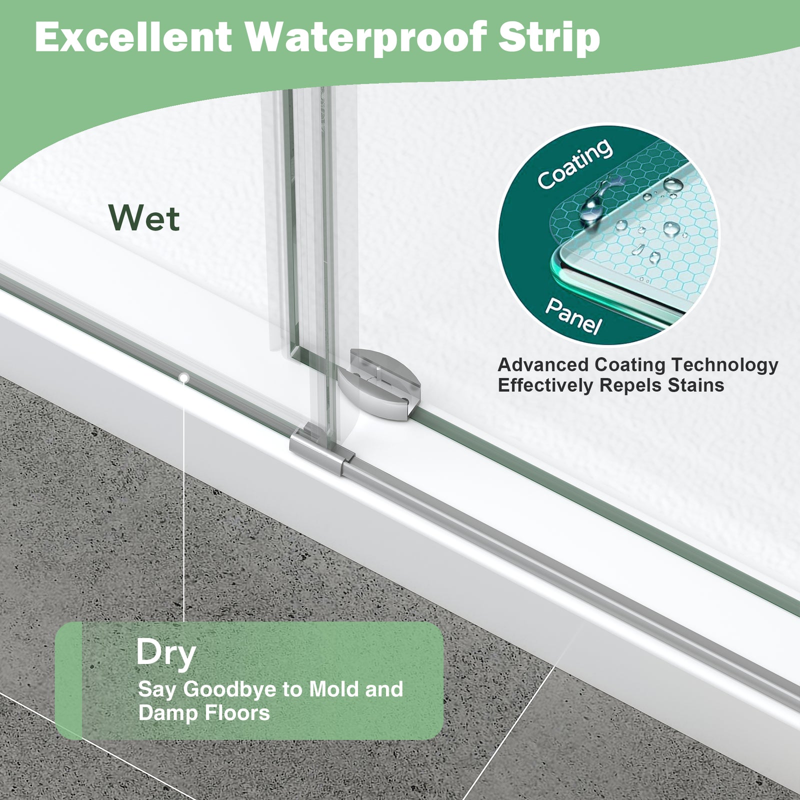 Brushed Nickel Frameless Shower Door, 43–48 in. W x 76 in. H, Sliding Glass Shower Door, Model S9711B